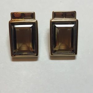 Swarovski Smokey Topaz Square Pierced Earrings